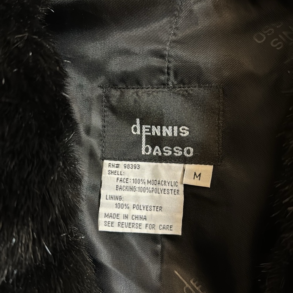 Vintage Dennis Basso Mid Length Faux Fur Coat Black size M. (D) - Picture 2 of 4